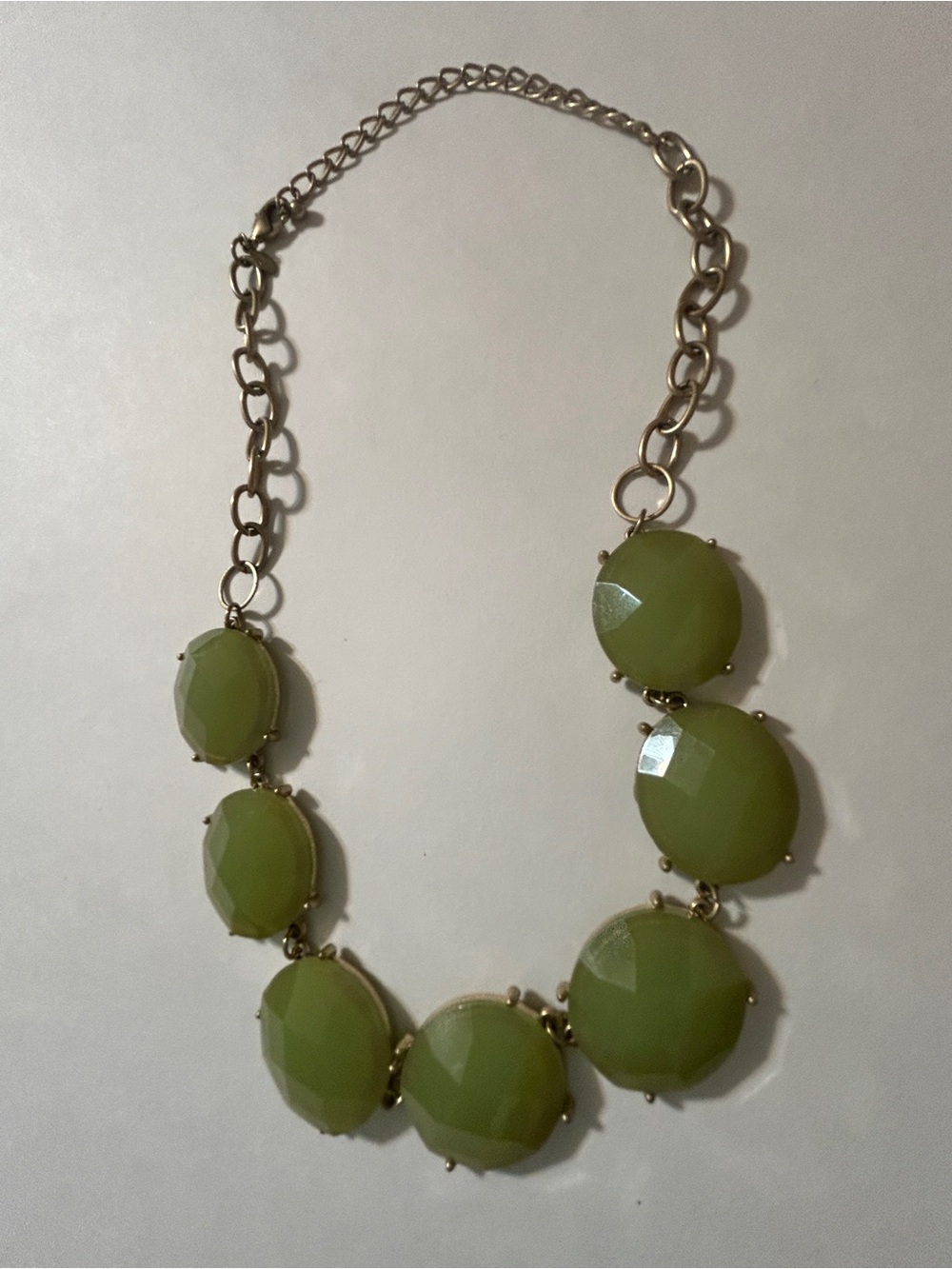 Lia Sophia Vintage Olive Green Faceted Oval Statement Necklace